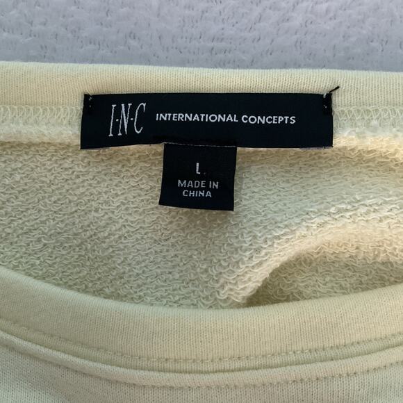 Yellow Sweatshirt Rhinestone Embellished Sleeve L Cozy Glamcore Soft Knit Y2K - Picture 3 of 8